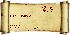 Nick Vanda névjegykártya